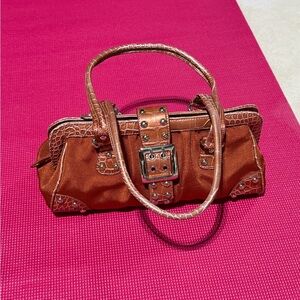Kathy Van Zeeland Rust Brown Studded Satchel